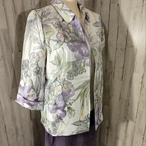 NWT Shimmer print Alfred Dunner Open jacket sz 8 with similar hues of Very Peri